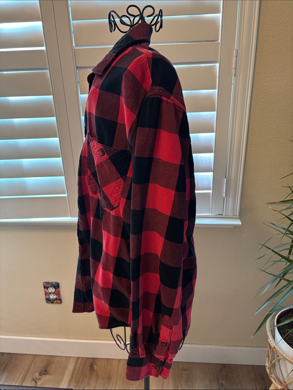 Handmade one of a kind distressed Black Buffalo Plaid Flannel Shirt - Picture 5 of 5